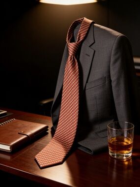 Ermenegildo Zegna Orange Striped Silk Tie